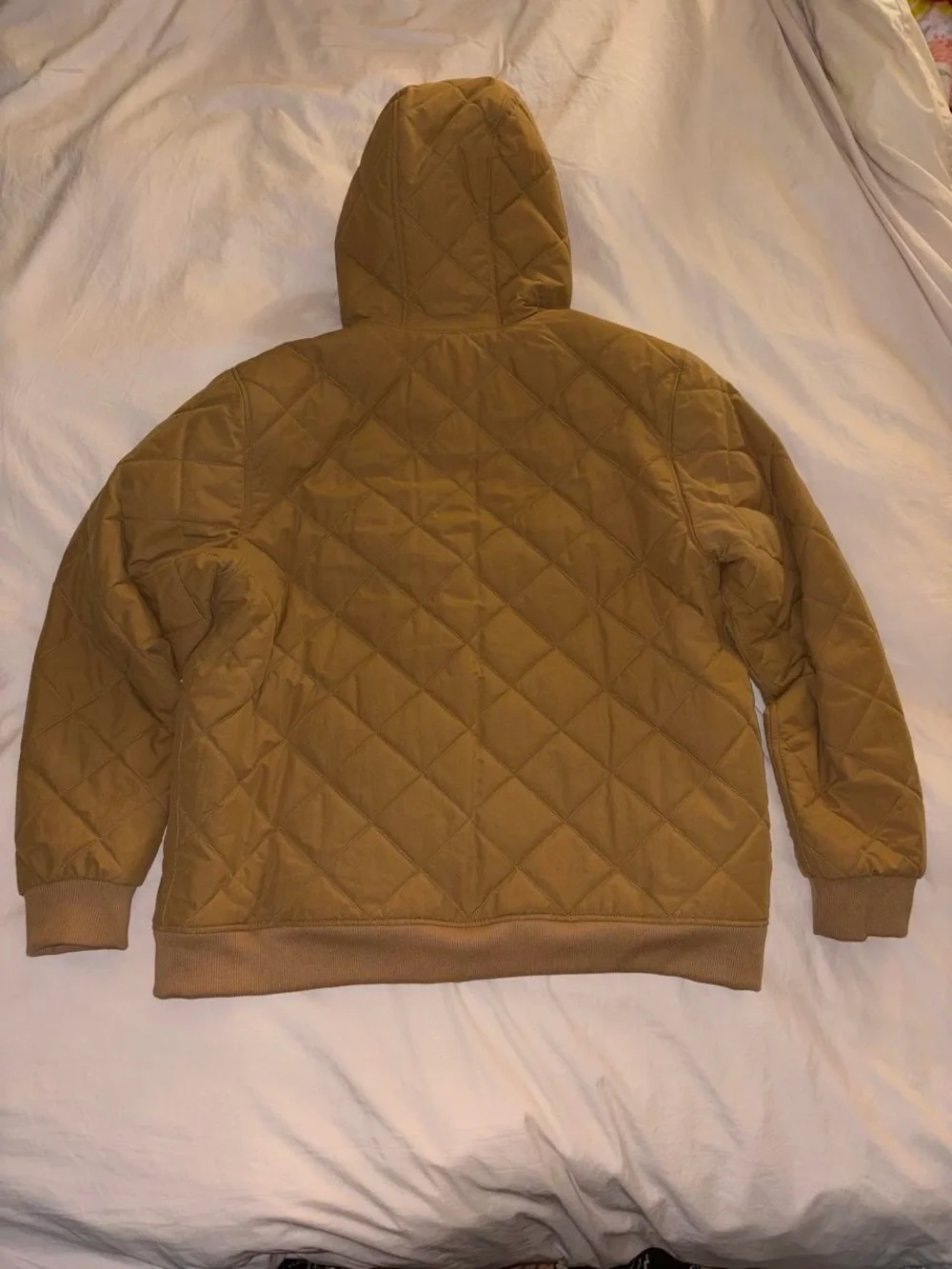The North Face Men's Tan / Light Brown Quilted Hooded Jacket size XL